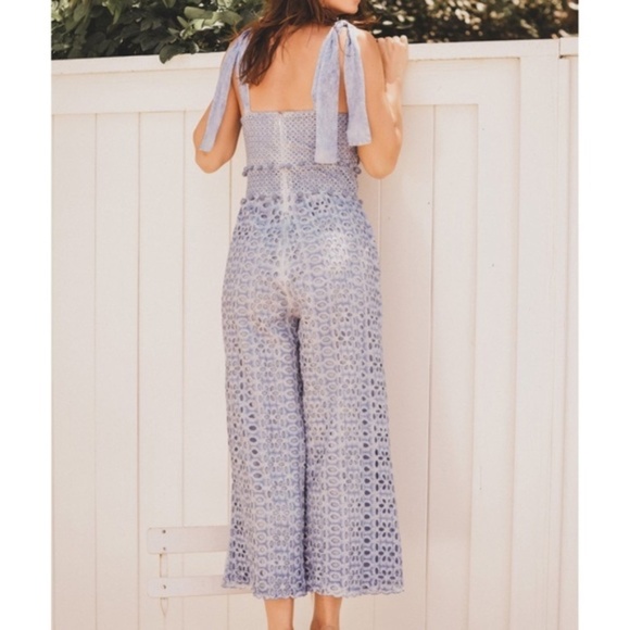 REVOLVE Saylor Hettie eyelet jumpsuit blue Size Medium - Picture 8 of 10